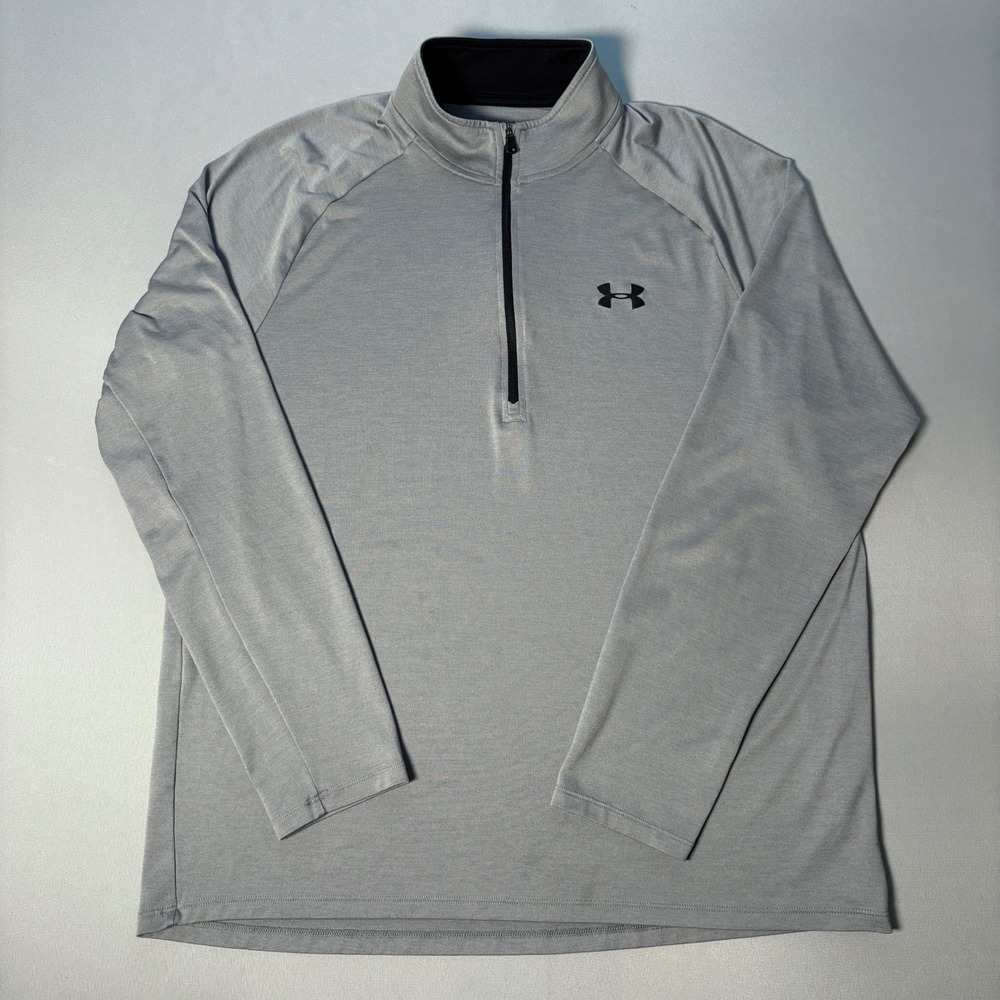 Under Armour Mens Tech 2.0 Half Zip Pullover Gray Long Sleeve Training Top Large